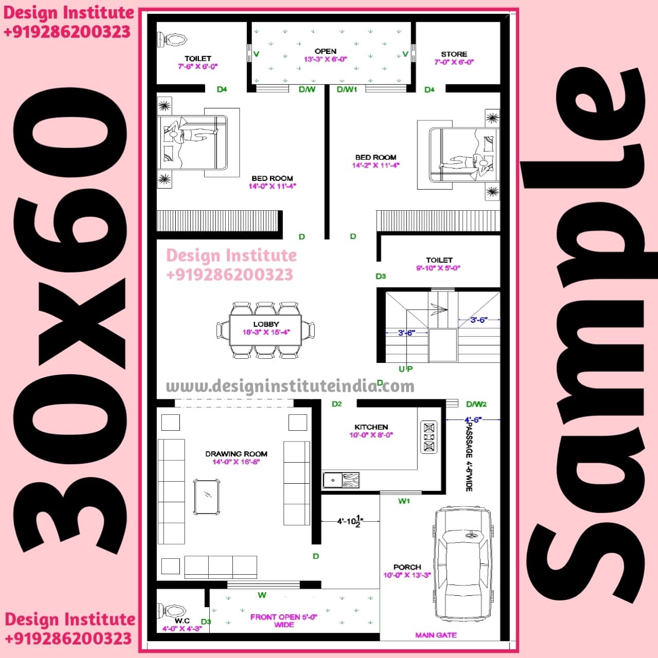 30x55 East Face Home Elevation Design