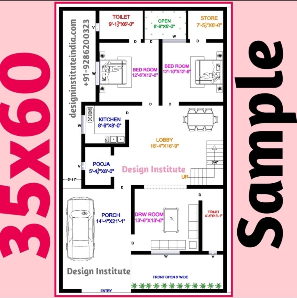 35x60 house plan design 2bhk set Design Institute India